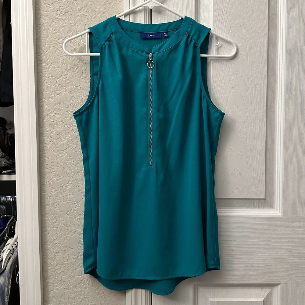 Apt. 9 Teal Zipper-Front Top